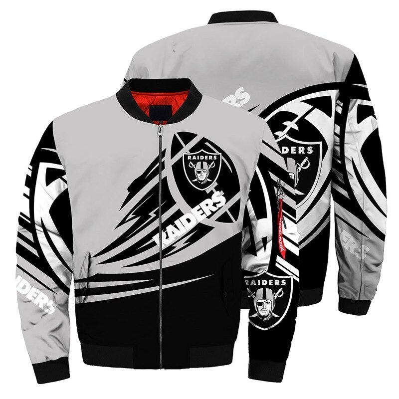 Raiders bomber jacket graphic ultra balls Raiders custom Pro Shop